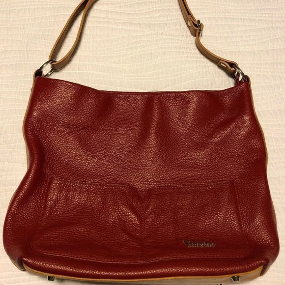 Valentina Hobo Crossbody Red Pebbled Leather - Picture 1 of 13